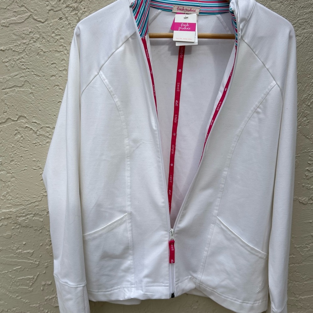 Fresh Produce Siesta Key Zip Solid Jacket White Size M NWT